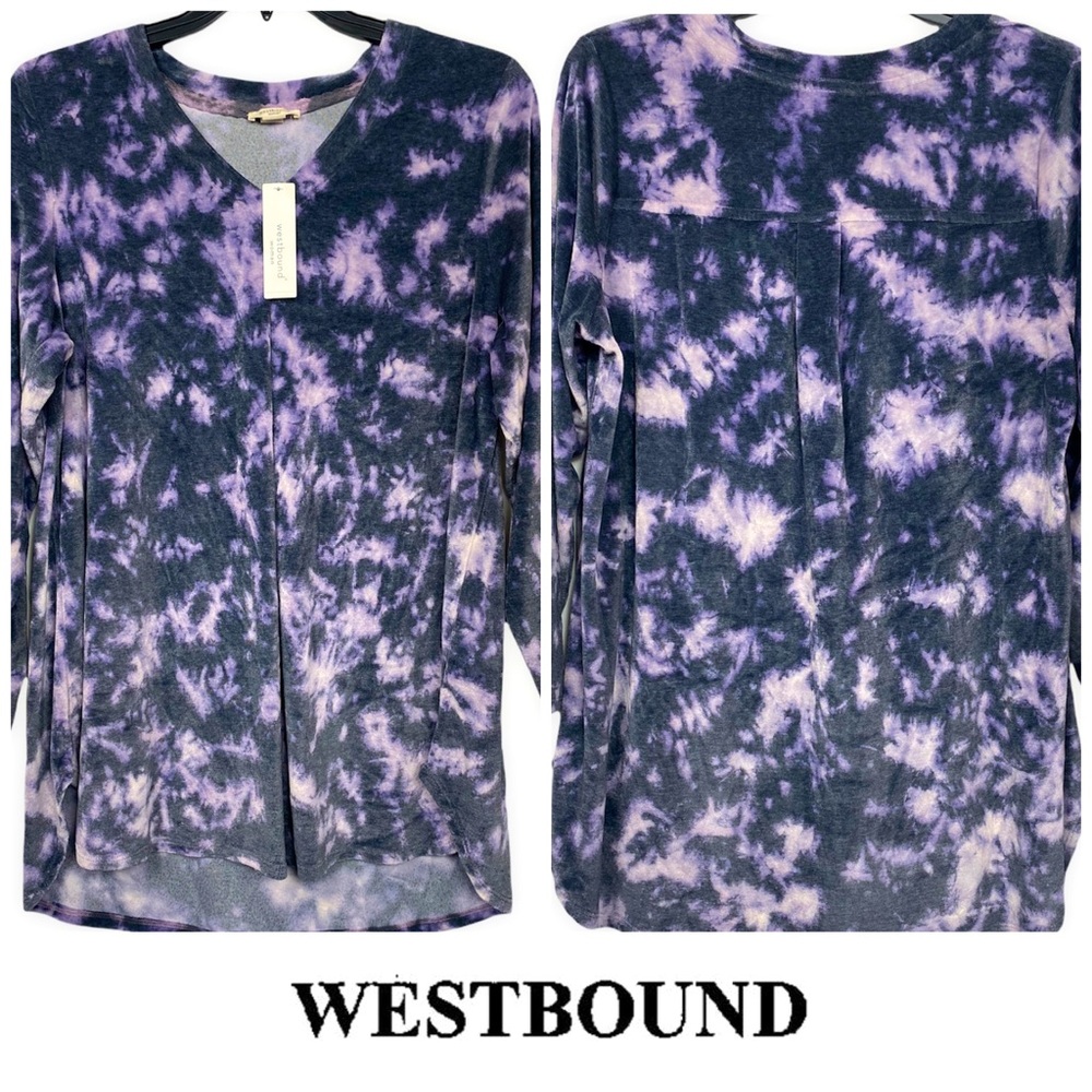 WESTBOUND Woman Indigo Tie Dye Plush Tunic Top